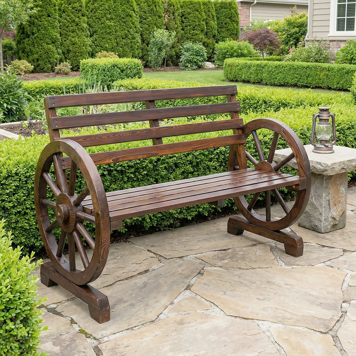 41″ Kasandra 2-Person Wooden Wagon Wheel Bench for only .09 + Free Shipping (Reg. 150.00)